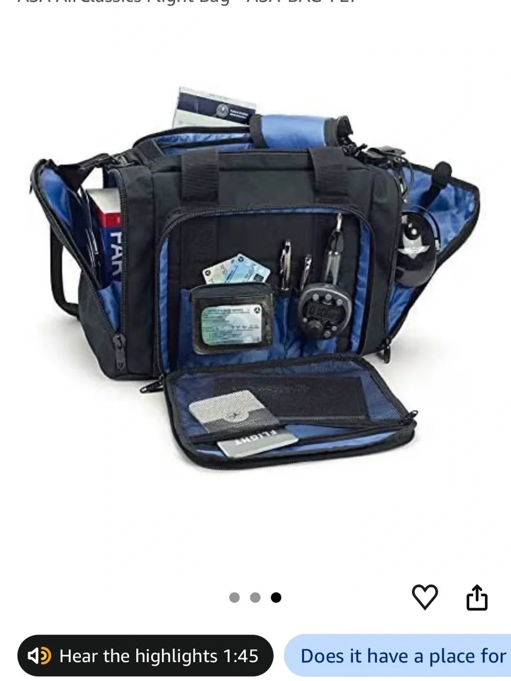 AirClassics Black Flight Bag - Durable Pilot Carry Bag